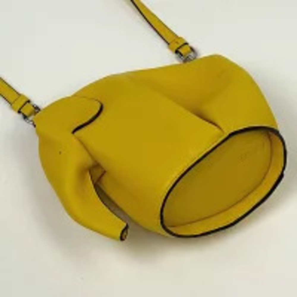Loewe Shoulder Elephant Clutch Motif Bag Yellow Leather Yellow
